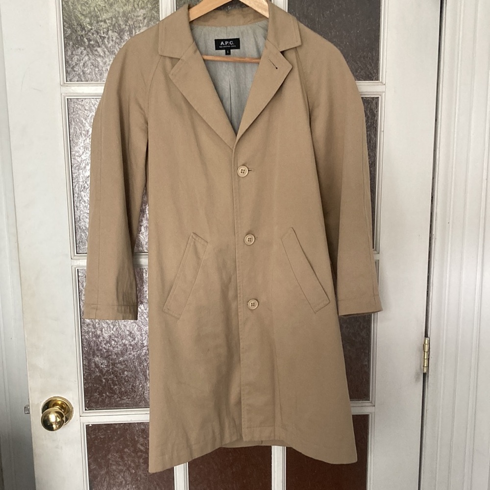 APC beige cotton trench coat, size small *as is